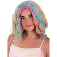 Partyxplosion Pruik Alicia - half lang pastel