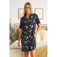 Doctor Nap Nachthemd Dames Volwassenen Knoopjes Viscose | Korte Mouw | Nachtjapon | Yoga TM.5305 S/M