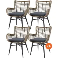 Van der Garde Tuinmeubelen Set van 4 - Jasmine dining tuinstoel - Naturel