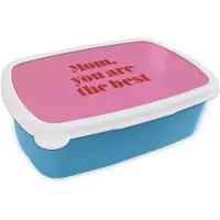MuchoWow Broodtrommel Blauw - Lunchbox Moeder - Boodschap -Roze - Brooddoos 18x12x6 cm - Brood lunch box - Broodtrommels voor kinderen en volwassenen