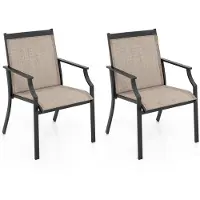 Costway Set van 2 tuinstoelen, terrasstoelen met breed zitvlak en ademende zitting, balkonstoelen, outdoorstoelen, belastbaar tot 150 kg, voor tuin, balkon, zwembad, koffie