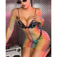 Snapshot - #sohot - Visnet Jurk met Extra Gote Gaten - One Size - Rainbow