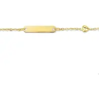 The Jewelry Collection Geelgouden Graveerarmband hart plaat 4 4016122 13 cm