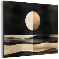 MuchoWow Aluminium schilderij 160x120 cm - Wanddecoratie metaal - Maan - Cirkel - Goud - Metalen muurdecoratie woonkamer - Decoratie industrieel - Foto op dibond - Industriële accessoires slaapkamer