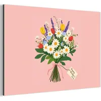 MuchoWow Aluminium schilderij 180x120 cm - Wanddecoratie metaal - Bloemen - Lint - Kaartje - Metalen muurdecoratie woonkamer - Decoratie industrieel - Foto op dibond - Industriële accessoires slaapkamer