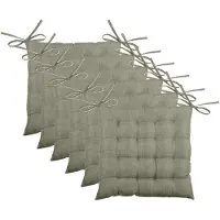 Stof Textile stoelkussen BEA - 6x - groen - 40 x 40 x 4 cm - touwtjes sluiting - binnen/buiten - zitkussens plat
