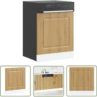 vidaXL Vaatwaspaneel Kalmar - 60x1,5x67 cm - Eiken Vaatwastafelblad - Keukenfront - Houten Kastdeur - Kunststof Bescherming - Vaatwasserdecoratie