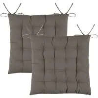 Stof Textile stoelkussens DUO - 2x - taupe - 38 x 38 x 3.5 cm - touwtjes sluiting - zitkussens - binnen/buiten