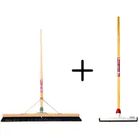 Synx Store Synx Tools Paardenhaar 80cm + Vloertrekker Kunststof 35cm met Steel 120cm – Zaalveger – Vloerreiniger – Natuurrubber – Zachte binnenbezem met steel 160cm
