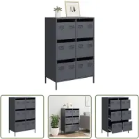 vidaXL Opslagkast - Hoge Kast - Hoge kast 68x39x101,5 cm staal antracietkleurig - Kast Met Laden - Antraciet Kleurt - Staalkast