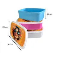 MuchoWow Broodtrommel Wit - Lunchbox Vrouw - Bloemen - Aesthetic - Oranje - Brooddoos 18x12x6 cm - Brood lunch box - Broodtrommels voor kinderen en volwassenen