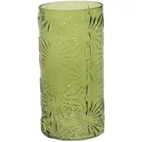 Mega Collections Bloemenvaas Debby - groen - glas - bloem relief - 15 x 30 cm