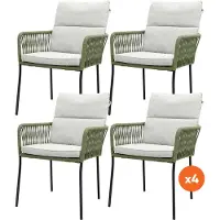 Van der Garde Tuinmeubelen Set van 4 - Teresa dining tuinstoel Rope - Green