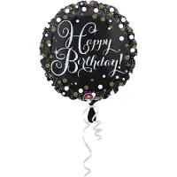Amscan Folieballon sparkling Happy Birthday zwart/goud/zilver 45cm
