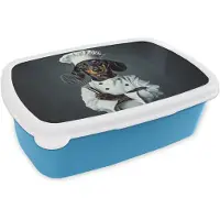 MuchoWow Broodtrommel Blauw - Lunchbox Hond - Garde - Kok - Brooddoos 18x12x6 cm - Brood lunch box - Broodtrommels voor kinderen en volwassenen