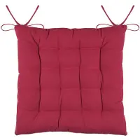 Stof Textile stoelkussens DUO - rood - 38 x 38 x 3.5 cm - touwtjes sluiting - zitkussens - binnen/buiten