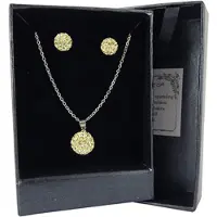 Ruben Robijn Shamballa hanger en oorbellen geel set -