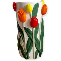 DK Design Daan Kromhout - Vaas - Bloemenvaas - Tulpen - Dutch - 14x23 - Cilinder - Keramiek