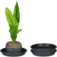 Juypal Hogar Juypal Plantenschotel - 2x - zwart - kunststof - Dia 15 cm - onderschotel/opvangschaal