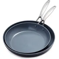 Greenpan Valencia Pro Aluminium Koekenpannenset 2-delig - Ø26 en 30cm - PFAS-vrij - inductie - Ovenbestendig 220 graden - Vaatwasserbestendig - RVS handvaten - Grijs