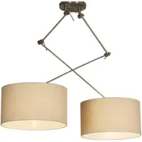 Lumidora Hanglamp 31354 - AMBERRR - 2 Lichts - E27 - Beige - Staalgrijs - Zand - Metaal