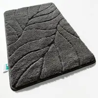 Floordirekt Badmat Maris - Pluizige Badmat met Bladstructuur - Verkrijgbaar in verschillende Kleuren en Maten - Donkergrijs - 50 x 80 cm
