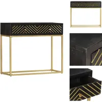 vidaXL Wandtafel - Wandtafels - Consoletafel - Consoletafels - Wandtafel 90x30x75 cm massief mangohout zwart en goudkleurig
