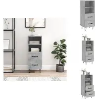 vidaXL Dressoir - Dressoirs - Opbergkast - Wandkast - Dressoir 34,5x34x90 cm bewerkt hout betongrijs
