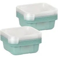 Juypal Hogar Hega Hogar Vershoudbakjes - set 8x stuks - 900 ml - transparant/groen - L16 x B16 x H9 cm - Mealprep - Maaltijden bewaren