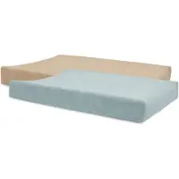 Jollein Aankleedkussenhoes Badstof 50x70cm - Zachte Hoes Baby Aankleedkussen - Sea Green/Biscuit - 2 Stuks
