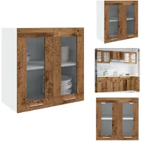 vidaXL - Keukenbovenkast - Lyon - met - glazen - deur - 60x31x60 - cm - oud - houtkleurig