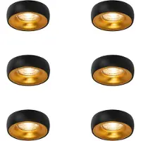 QAZQA Set van 6 Design inbouwsport zwart met gouden binnenkant - Mooning