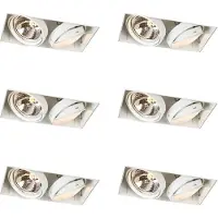 QAZQA Set van 6 Trimless 2-lichts Inbouwspots Wit, Draaibaar en Kantelbaar G53 AR111 - Oneon