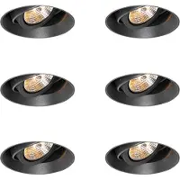 QAZQA Set van 6 moderne inbouwspots zwart GU10 AR70 rond trimless - Oneon
