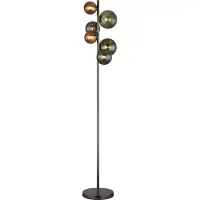 Globo Zwarte vloerlamp Riha gekleurd glas 6-lichts