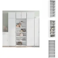 vidaXL Hoge Kast - Hoge Kasten - Hoog Dressoir - Hoge Kast Woonkamer - Hoge kast 70x41x185 cm bewerkt hout wit