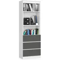 Akord Kantoorkast R60 met 3 Lades / Furniture Factory / Wit - Grafietgrijs / 60 x 180 x 35 cm