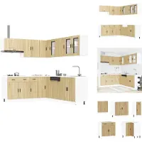 vidaXL Keukenkastset - Keukenkastsets - Keukenunitset - Kastset - 11-delige Keukenkastenset Porto bewerkt hout sonoma eikenkleur
