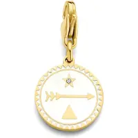 CO88 Collection 8CH-00030 Stalen Bedel - Rond Wit Emaille - 15 mm - Carabijnhaak - Goudkleurig