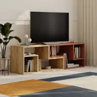 Hannah Home , Tv-standaard, Glis - Sapphire Oak, Cinnamon, Gemelamineerde spaanplaat, Saffier eiken & Kaneel, 145 x 35 x 44,8 cm