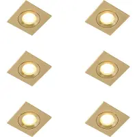 QAZQA Set van 6 moderne inbouwspots goud vierkant IP44 - Xena