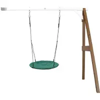 Axi Nestschommel Summer met frame van hout in bruin & wit | Schommel met muurbevestiging voor kinderen met nest schommelzitje | Schommelset enkel aan muur voor tuin / buiten