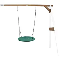 Axi Nestschommel Summer met frame van hout in wit & bruin | Schommel met muurbevestiging voor kinderen met nest schommelzitje | Schommelset enkel aan muur voor tuin / buiten