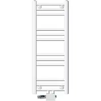 LuxeBath ECD Germany Badkamer radiator middenaansluiting 300 x 800 mm Wit recht met thermostaat en aansluitset Universele hoek en rechte vorm - radiator verwarming handdoekverwarmer handdoekdroger