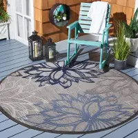 Muratap Binnen en buiten rond vloerkleed floral outdoor laagpolig tapijt 150 cm rond