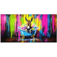 PosterMonkey Poster 40x20 cm - Ezel - Badkuip - Roze - Schuim - Posters - Kamer decoratie - Wanddecoratie woonkamer - Muurdecoratie slaapkamer