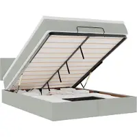 vidaXL Ottomanbed met matras en LED-verlichting, lichtgrijs, 140x200 cm, fluweel