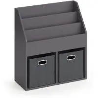 Vicco Luigi Kinderboekenkast – 72 x 79 cm met 2 vouwboxen opt.1 Grijs