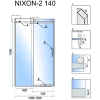 REA Nixon-2 Chrom 140 Rechts - Douchedeur - 140 cm - Chroom
