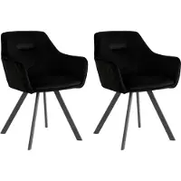 DOMUS Vera-Fauteuil - Zwart Fluweel - Set van 2
